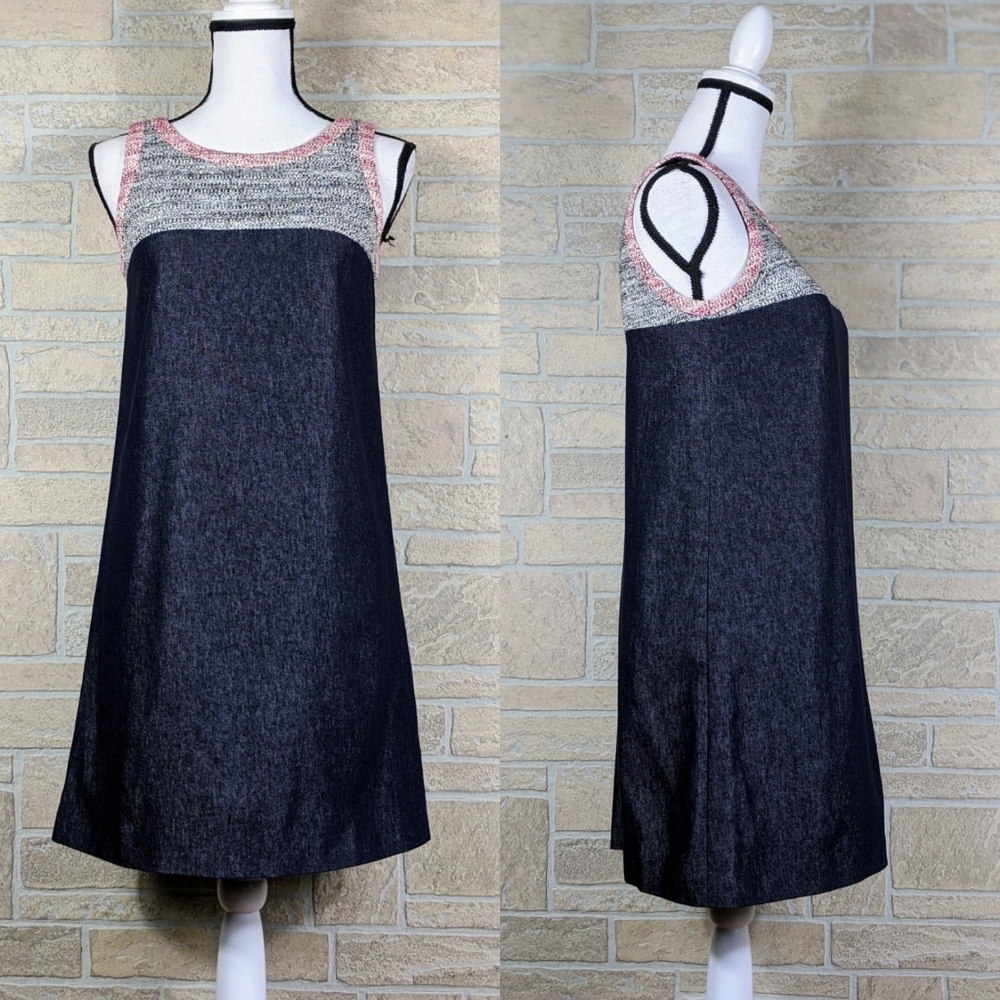 NWOT PAULE KA Tweed Denim A-Line Dress